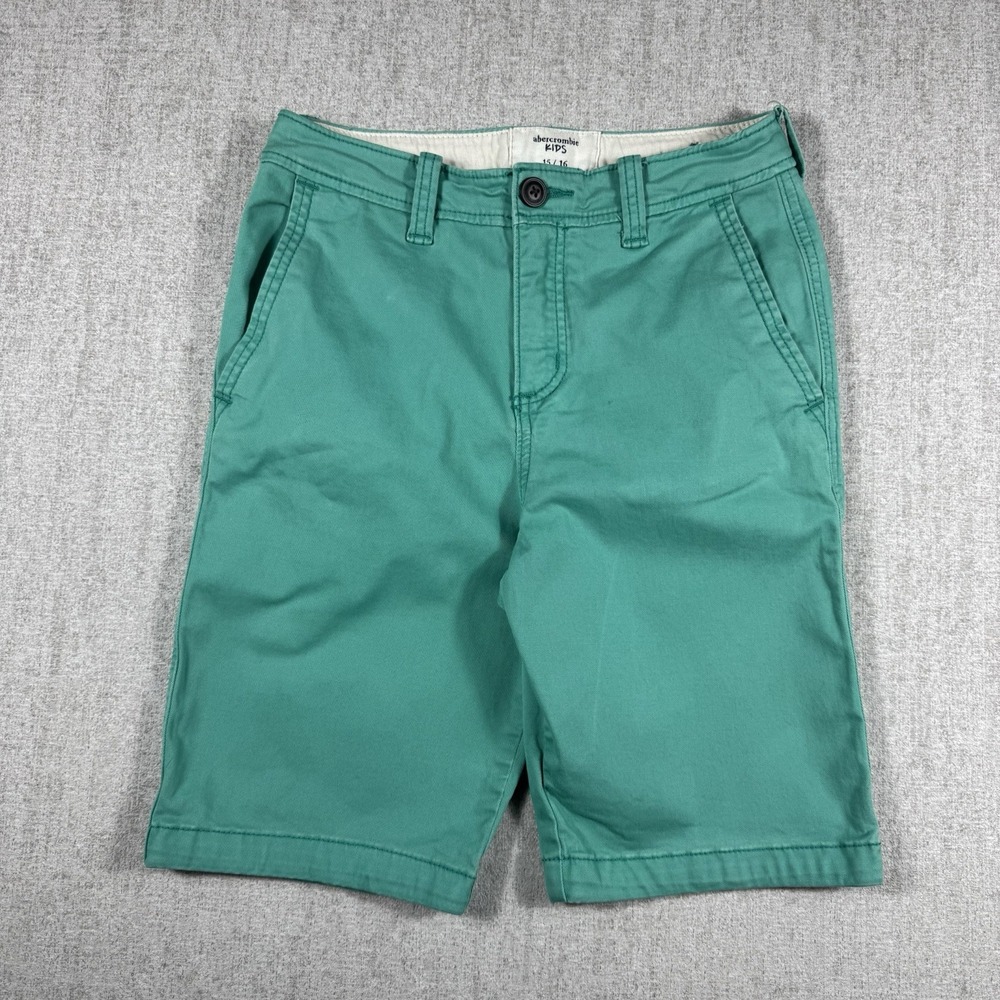 Abercrombie Kids Shorts Boys 15/16 Chino Cotton Twill Flat Front Zip Stretch